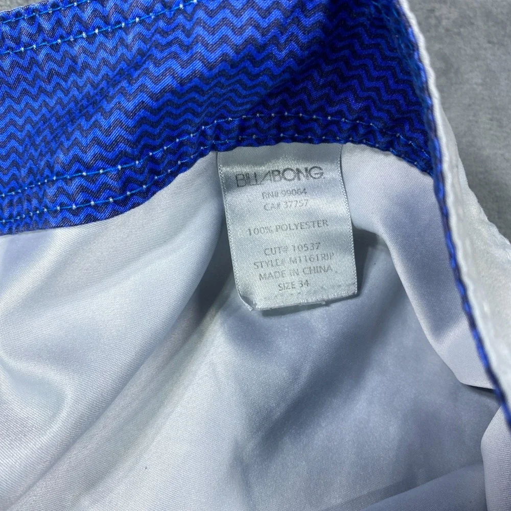Billabong Boardshorts Mens 34 Blue Geometric Swim Trunks Beach Ombre Drawstring